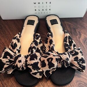 White House Black Market Animal Print Bow Sandals